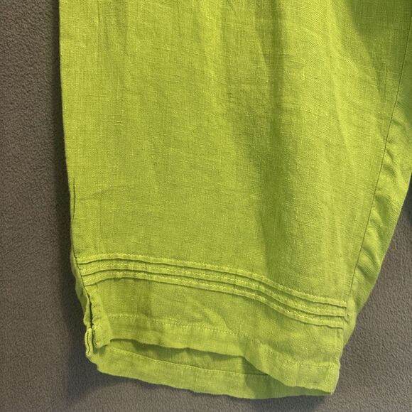100% Linen Wide Leg Pants Elastic Waist Pull On Size 20W Green Lagenlook Coastal - Picture 3 of 7
